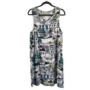 LanTana Casuals 100% Linen All Over Print Dress, Sz Small